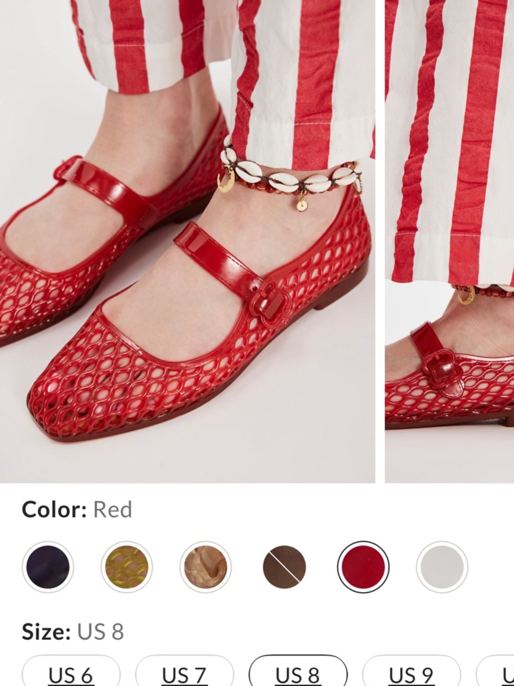 Sam Edelman Red Woven Mary Jane Jelly Flats